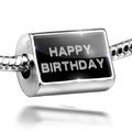 925 Sterling Black Birthday Cubes on Silver Happy Charm Bead Ice Clear Neonblond