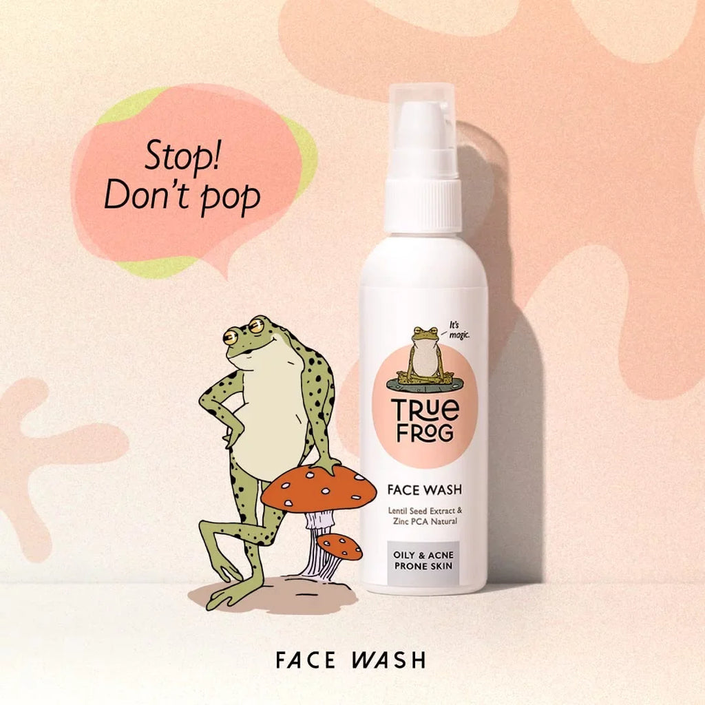 Skin, Wash for Zinc Face FRoG and for with Chamomile, Lentil Natural and Softens, - (100 Seed Controls Smoothens Oily Brightens, Oil Acne ml) TRue Excess Extract, Pimples Skin PCA