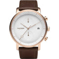 Leather Gold Watch Co. Gate Rose Golden White Chrono California