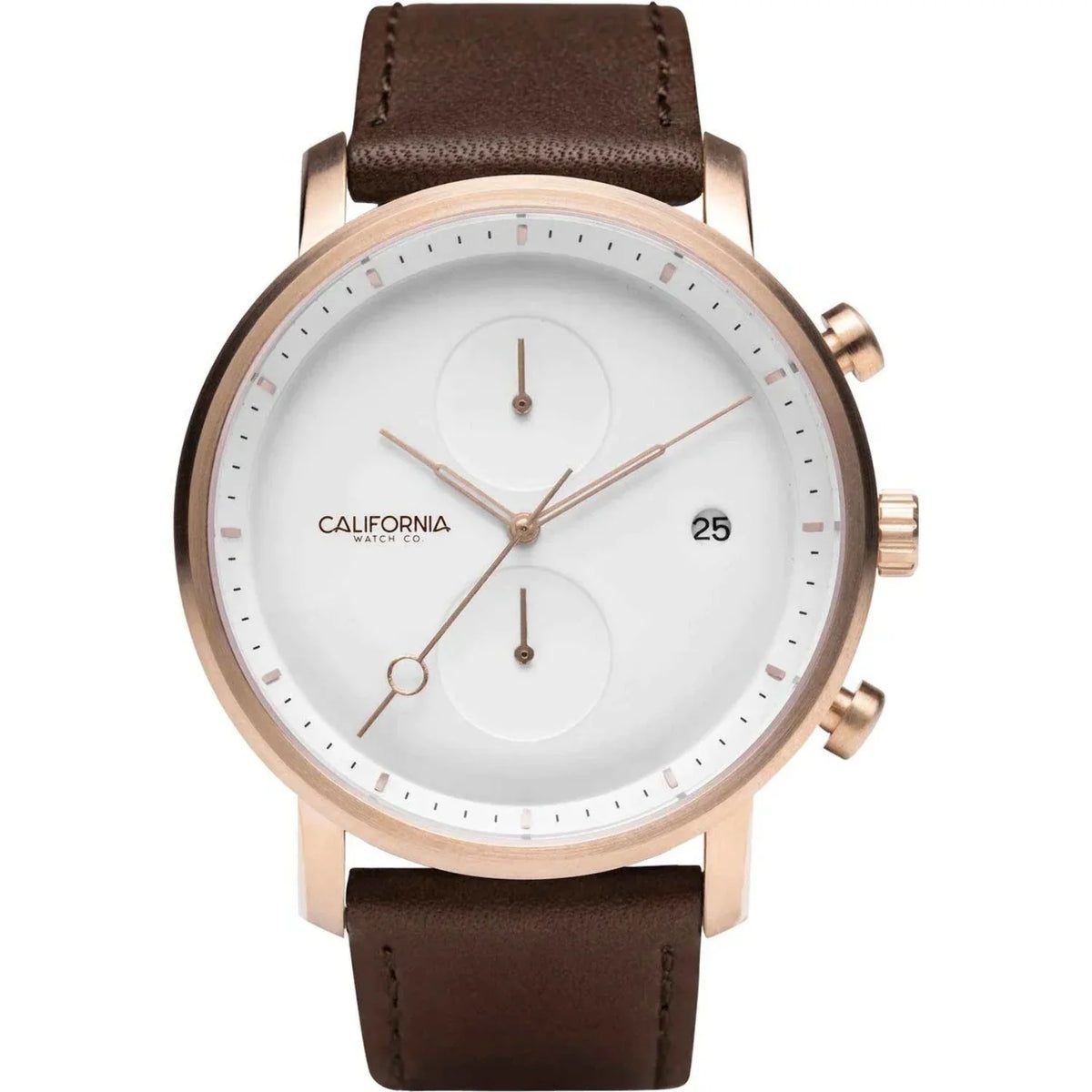 Leather Gold Watch Co. Gate Rose Golden White Chrono California