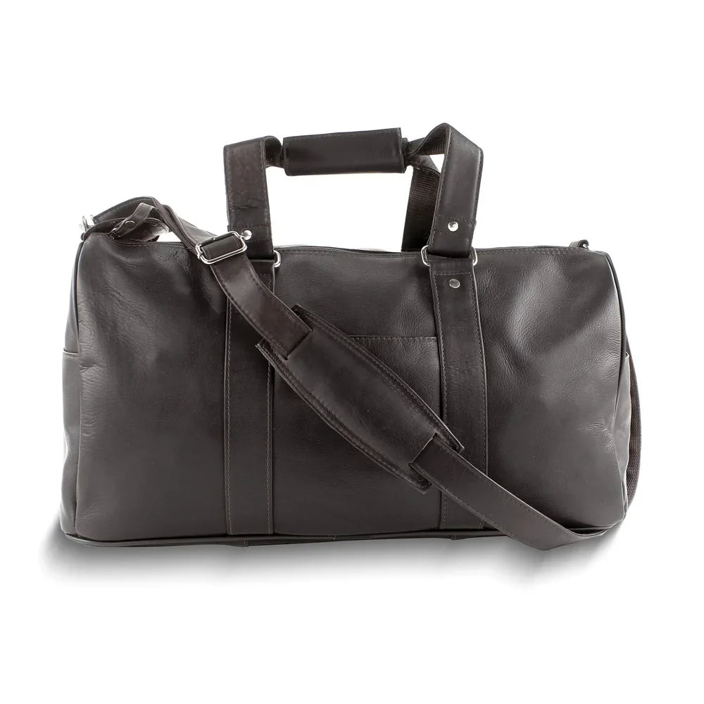 Strap Adjustable Duffle QGM23254 Zip-Top Bag Brown Dark with Leather