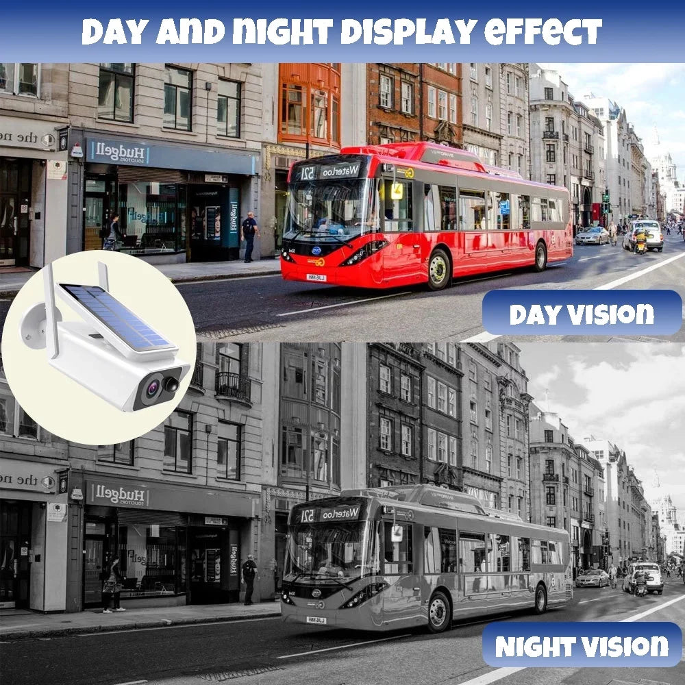 Wireless with Security Night Detection, Solar Talk, PIR Outdoor Panel, Security 2-Way Outdoor, Solar Vision,Waterproof, Cameras Camera White DFITO
