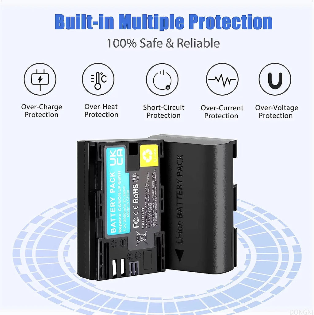 6D 90D Camera Dual R LP-E6NH 5D 7D 2950mAh 5DS Batteries EOS 80D R6 2-Pack 70D II/III/IV Canon Mark Charger and for R5 60D