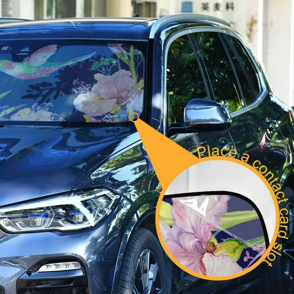 to Shield for Shade,Blocks SUV Keep Sun UV Shade Cool Protector Sun Ray Folding Visor Sun Front Truck,55 Car Inch x Flower Windshield Vehicle 27.6 Bestwell Your Hummingbird Fits