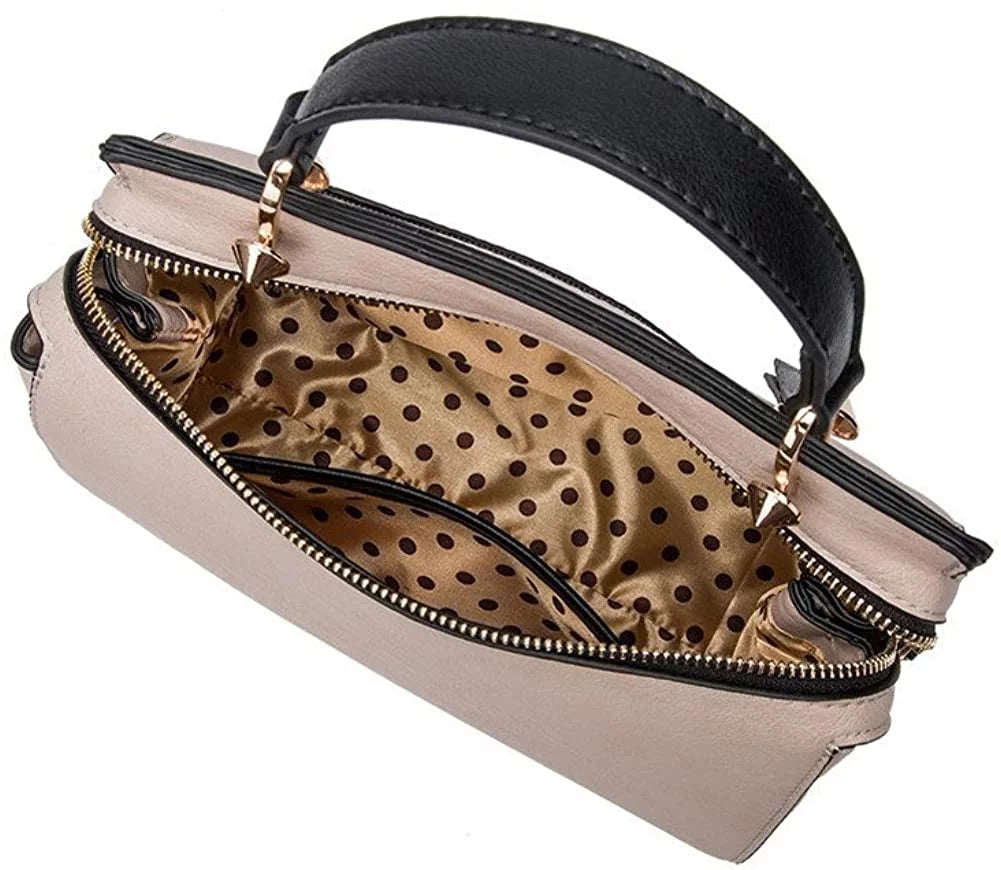 Satchel, Melie Multi Color-bock Bianco Bone Leather Vegan Noelle