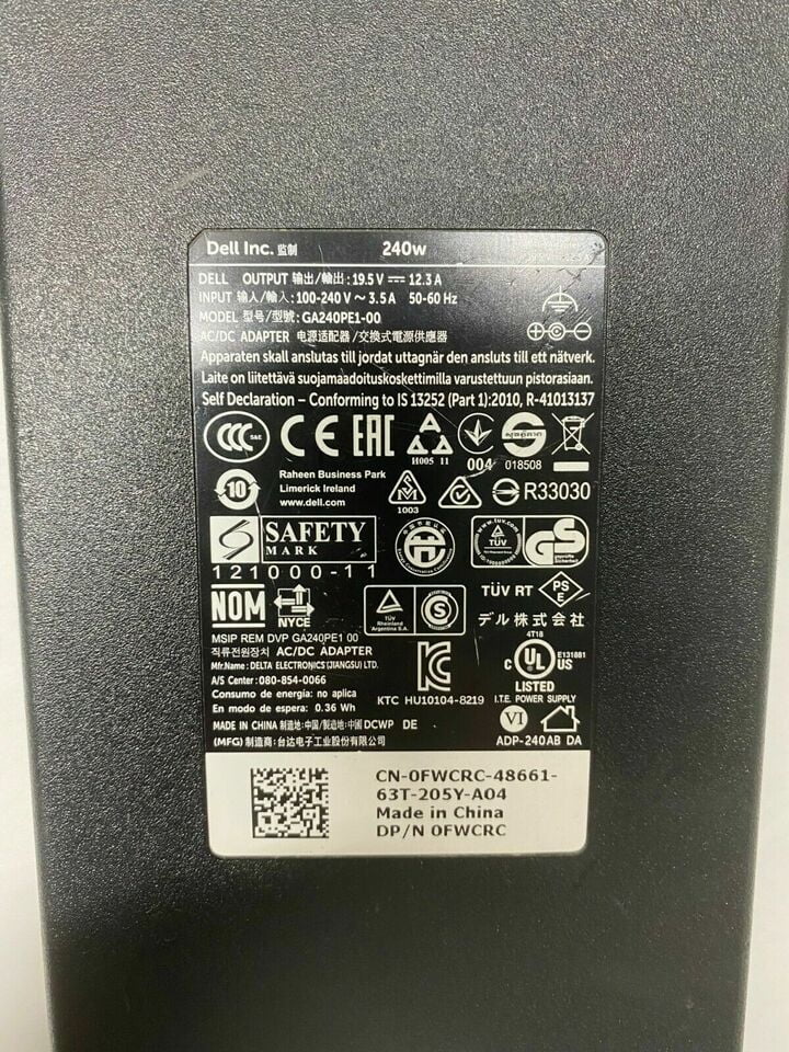 Lot Power GA240PE1-00 10 FWCRC Laptop Charger Genuine 19.5V 240W of 12.3A