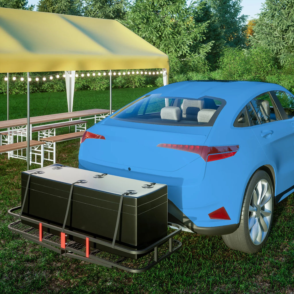 Net, Black SUV with 60" Hitched Car Trailer, Cargo Mounted x Folding 24" 500lb for Truck 6" Cargo x Capacity Basket