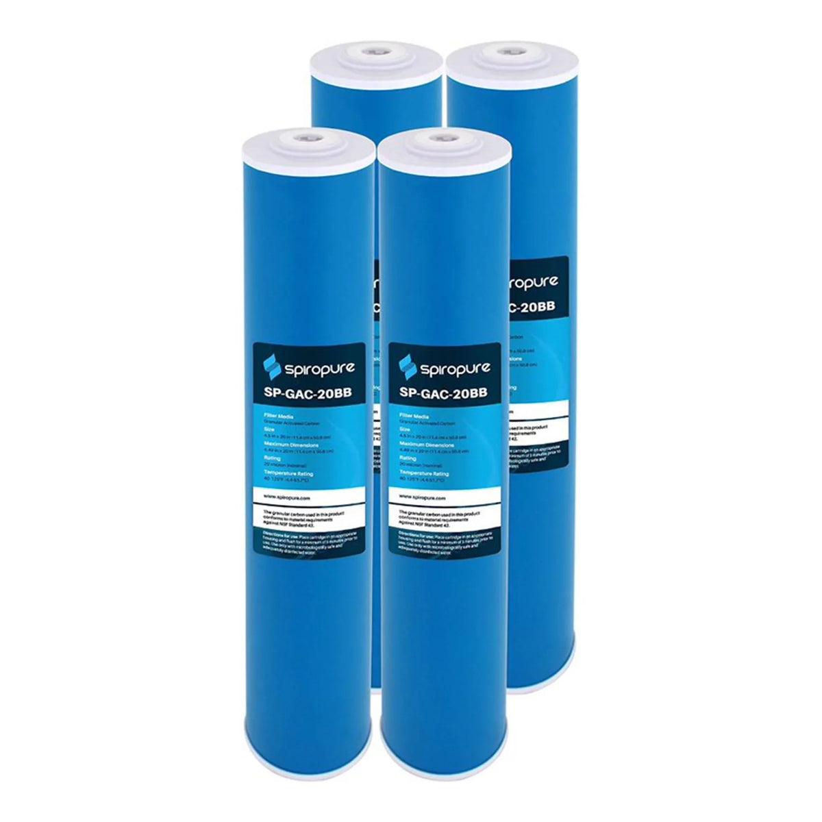 Granular 4 Carbon Activated SpiroPure Filter, Pack Micron 20 Water