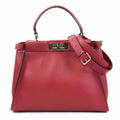 Fendi Dark Leather Pre-Owned (Good) Red Peekaboo Bag Women's Silver FENDI Handbag Shoulder