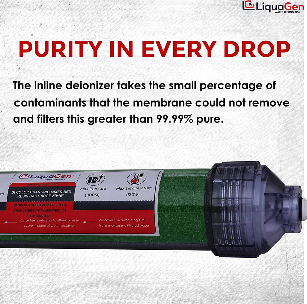 for Deionization RO/DI Systems (DI) Zero - Replacement | Pack Water Engineered Inline Canisters 1/4" Easy for | Change Ultrapure Filter TDS 2 Inlets Universal