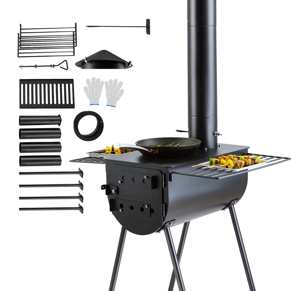 Tent Portable Stove w/ 118 BBQ Hot Pipes Camping for Stove Outdoor Wood SKYSHALO in
