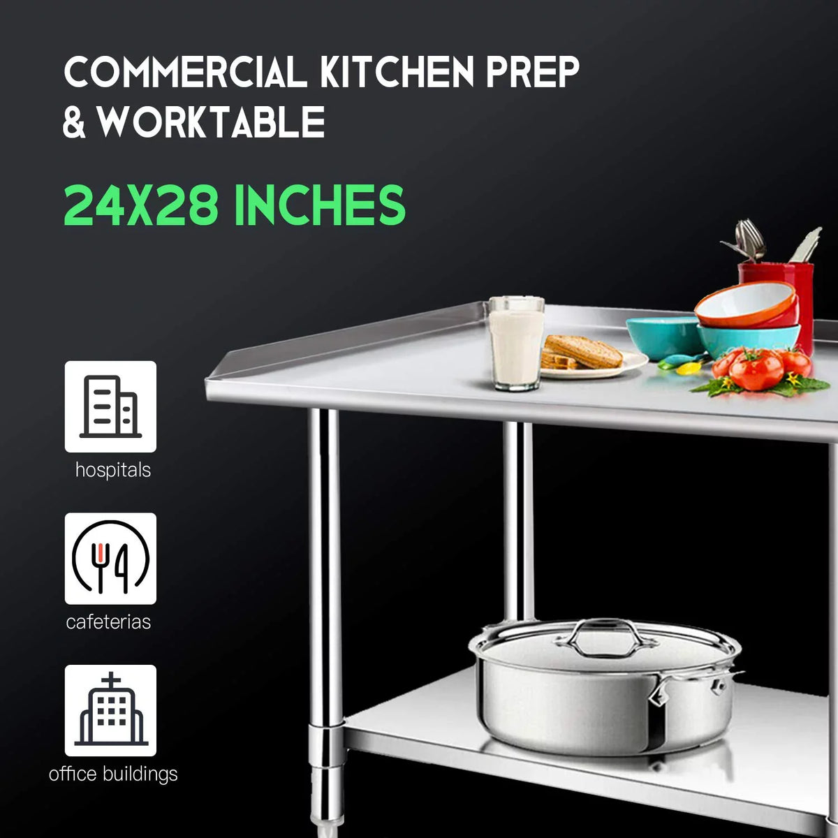 Workstation Steel Undershelf Kitchen & Kitchen - BBQ Equipment Inches Table Hotel-Heavy Stand with Home for 24x28 Stainless - Grill Restaurant Work Duty Table