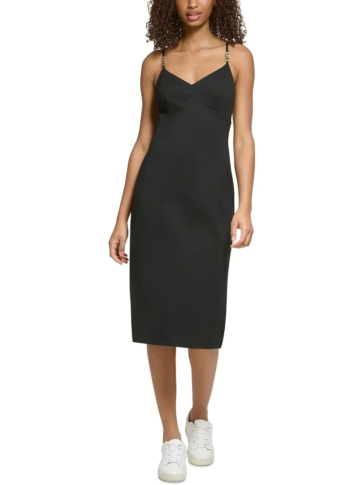 Logo Lagerfeld Dress Midi Strap Spaghetti Womens Paris Karl