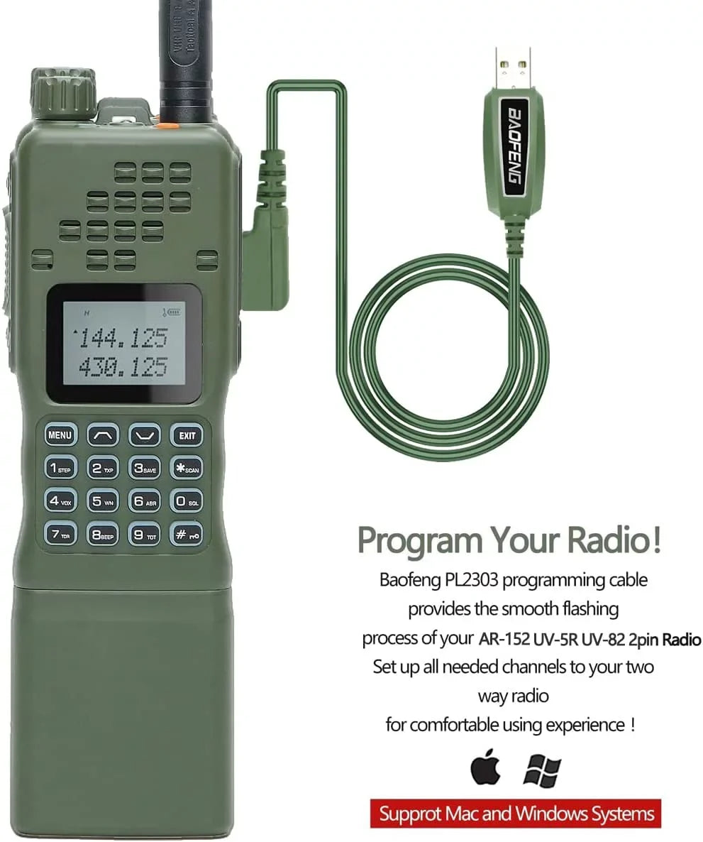 Charger Foldable Talkie Full mic,18.8 inch Programming Walkie Shoulder Long Radio ABBREE&BaofengAR-152 Cable Rechargeable with Two 10W and Antenna,USB AR-152 Tactical Bag Kit Cable,AR-152 Range Way