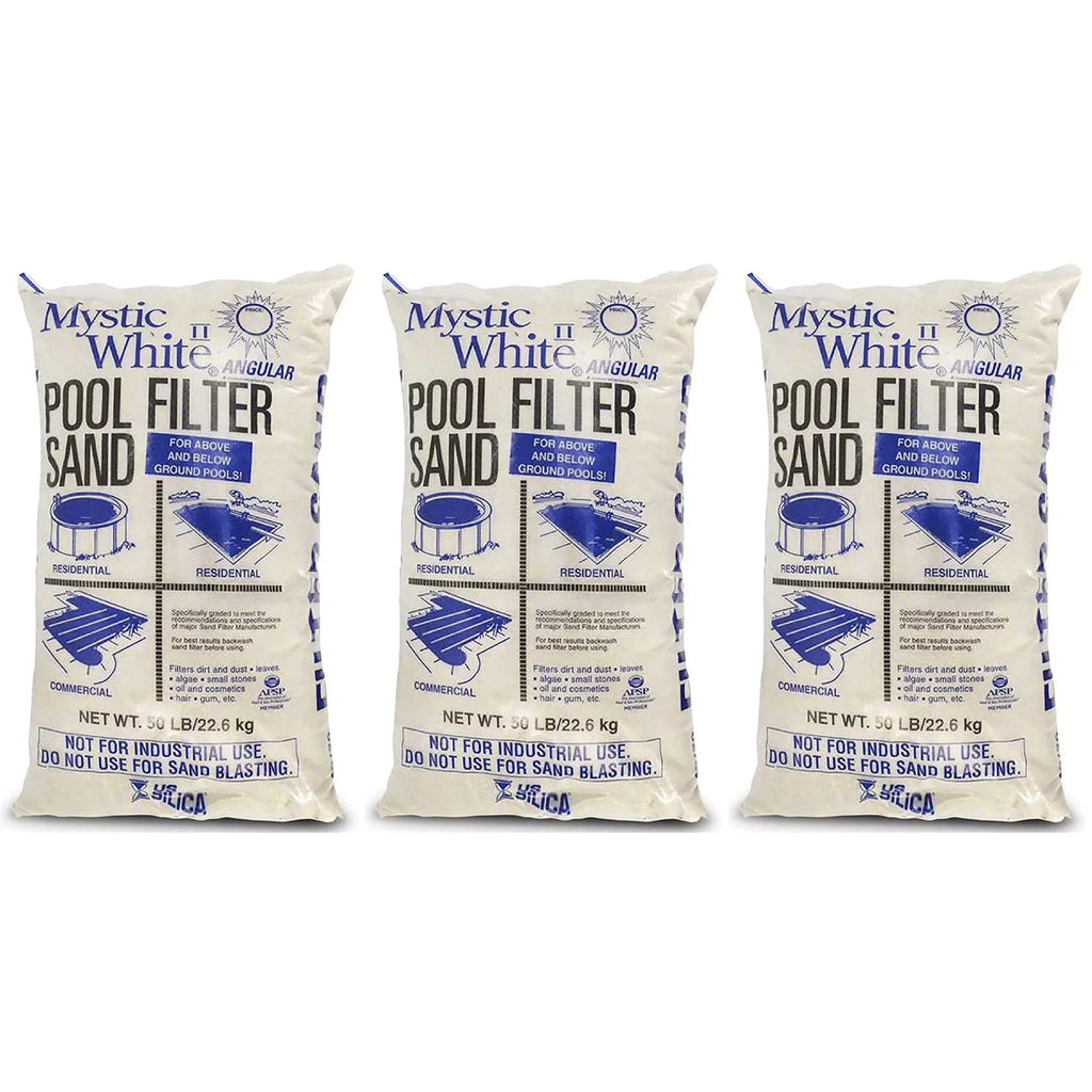 (3 Mystic II Silica Pool Swimming White 50lbs Pack) Sand, White U.S. Filter