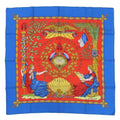 90 Commemorating the Revolution Hermes Blue Pre-Owned Red New) Scarf Pattern Carre (Like French Silk