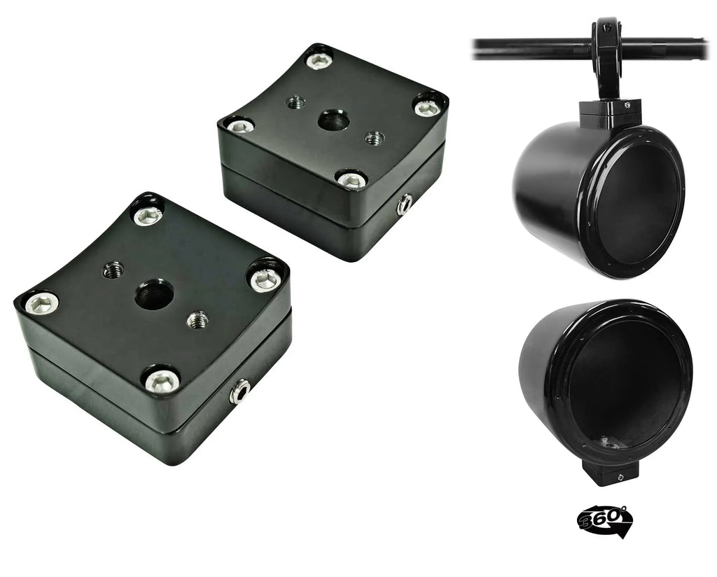 Rockville Speaker Mount 360° Black Swivel 2) Pods Surface Aluminum 5.25" MAC525B