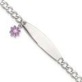 Flower Polished Sterling Silver Auriga 925 ID for Women wristband Enameled 6inch