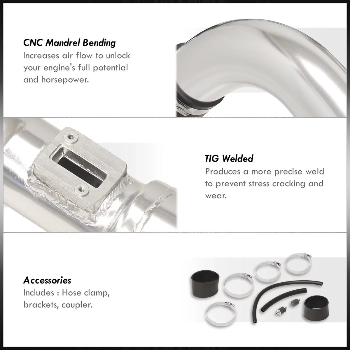 06 Air 2007 Cold Pipe EX 2008 09 Distributors + DX JDM Aluminum Honda L4 10 2010 07 2011 11 Induction System Intake 2009 LX For Civic Piping 2006 Polished Compatible/Replacement Filter 08 CAI 1.8L AJP