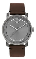 WATCH LEATHER BOLD MOVADO DIAL BAND 3600916 GREY MENS BROWN ACCESS