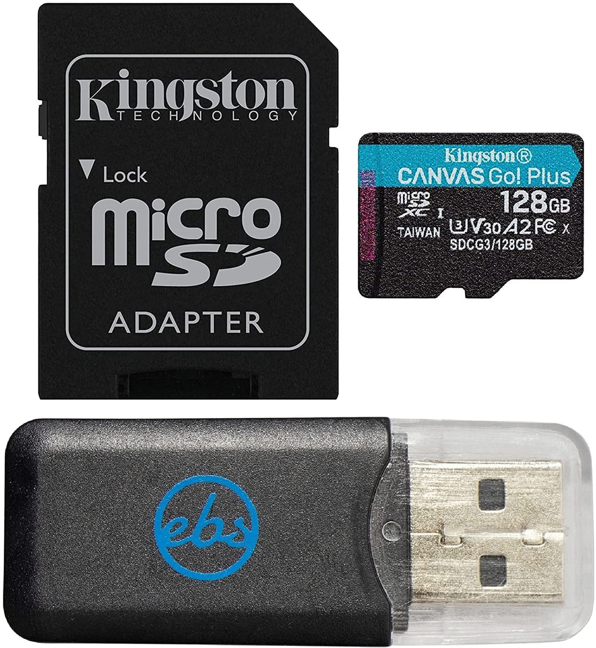 Cl 10 Canvas V1GW V1, SDXC (SDCG3/128GB) V5, Plus Rexing Dash ro V1-4K, Camera 128GB Works Kingston with Go
