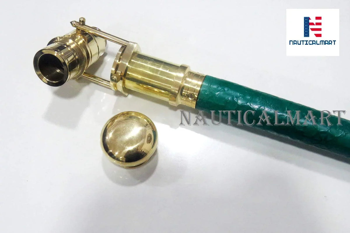 Walking Stick Spyglass Foldable Telescope Nautical Marine Brass Cane Head Collectible Prop
