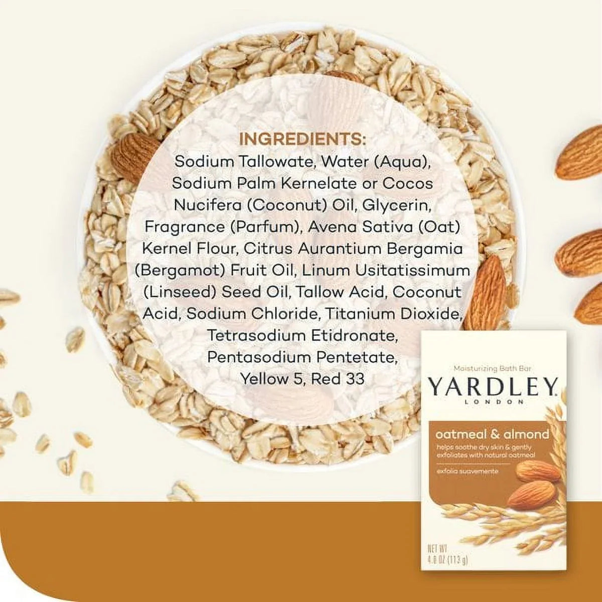 Pack) Oatmeal and Bar Soap, Almond Oz 4 Yardley (12