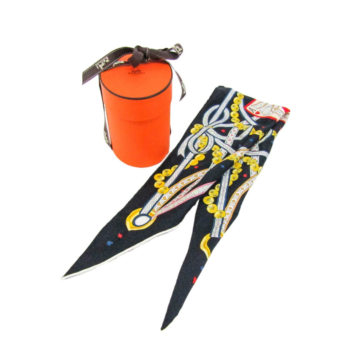 Scarf Women's Multi-color,Navy,White COEUR DE (Good) Silk Hermes LOSANGE DAME Pre-Owned