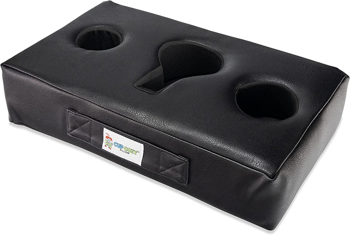 Seen Cozy drinks bed, *As on Use beach and Keep Cup car, cave, anywhere-Couch, TV*- BEST it more! globe's close (Black Leather) Holder. park, spills. prevent Pillow Cup RV, The and Faux floor, man