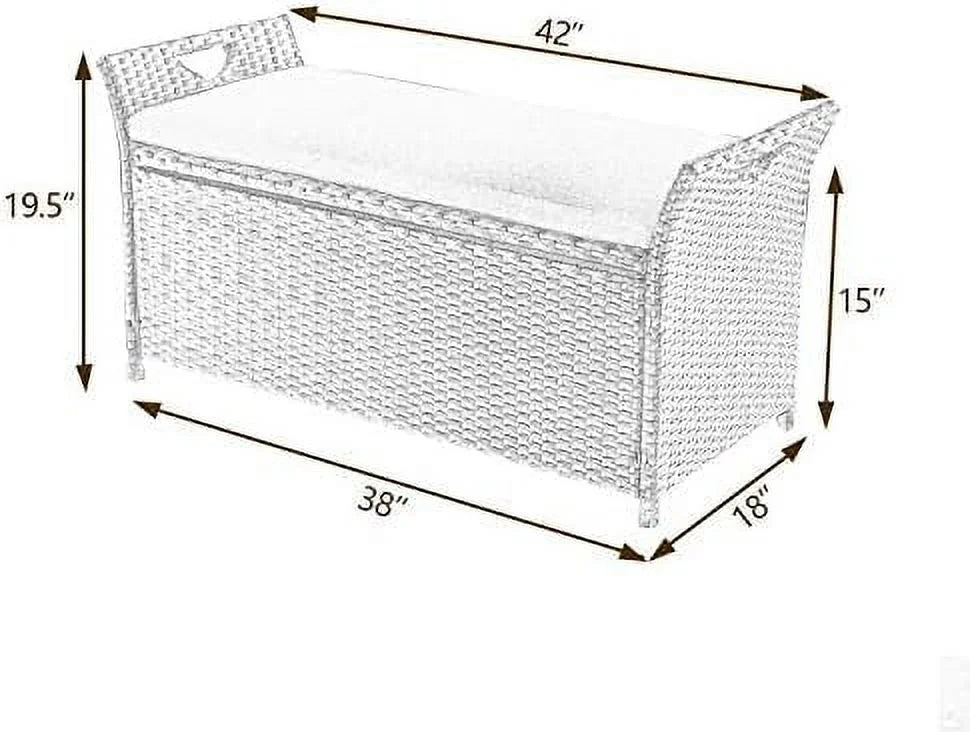 Deck YPZBBOOM Cushion Bench with Box Rattan Bins Wicker Patio Outdoor (Red)
