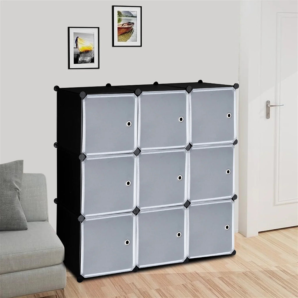 Cabinet, BMTBUY Units, Organizer DIY Closet Plastic Doors Shelf with Shelving Book Modular Storage 9-Cube