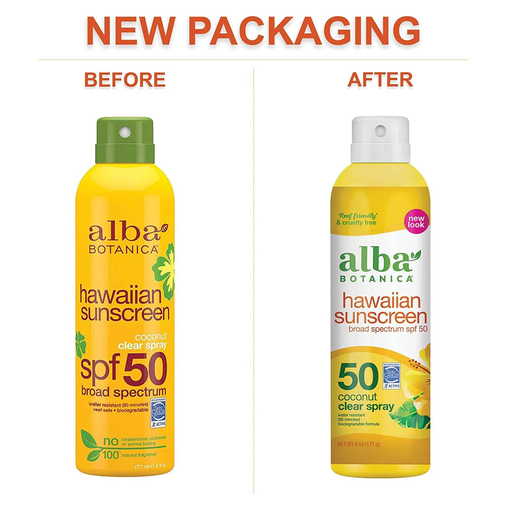 50, (4pack). 8 Nourishing Spray, SPF Fl Clear, Clear Alba Hawaiian Sunscreen Botanica Coconut, Oz
