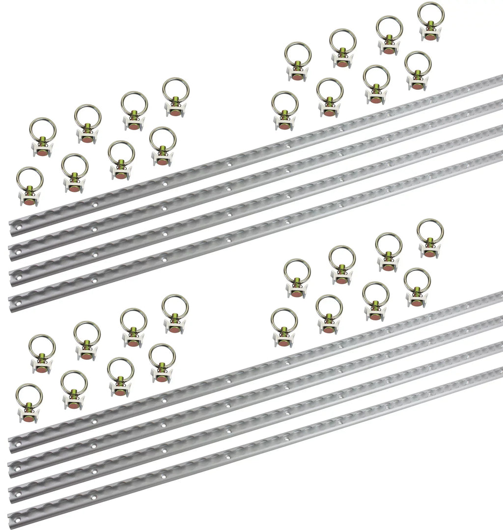 Aluminum Stainless for Down L-Track Heavy Vans Tie L-Track Enclosed Trailers 4ft w/ Duty (32 System Ring Stud Pcs) Steel (8 Cargo and Pcs)