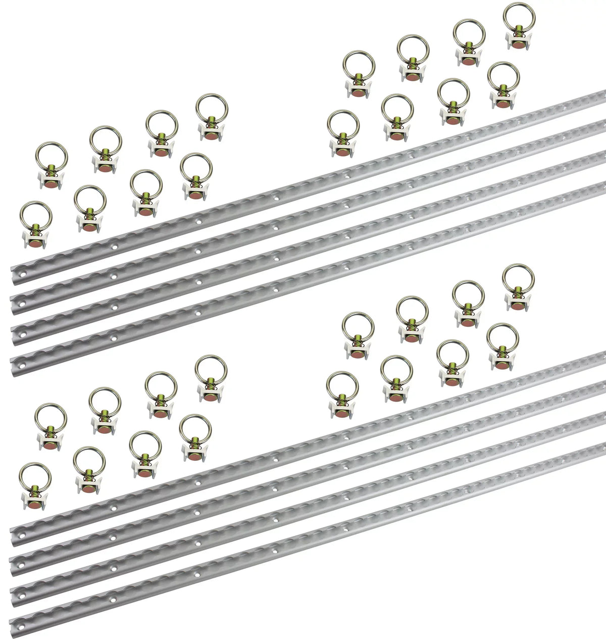 Aluminum Stainless for Down L-Track Heavy Vans Tie L-Track Enclosed Trailers 4ft w/ Duty (32 System Ring Stud Pcs) Steel (8 Cargo and Pcs)