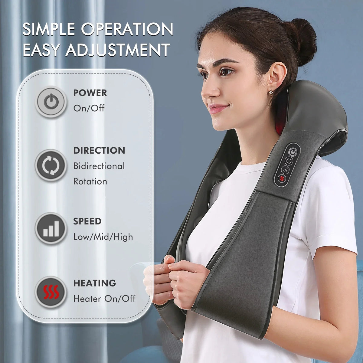 Heat Shoulder Full-body, Massager Deep and Massager, for Gray Neck MARNUR Kneading with