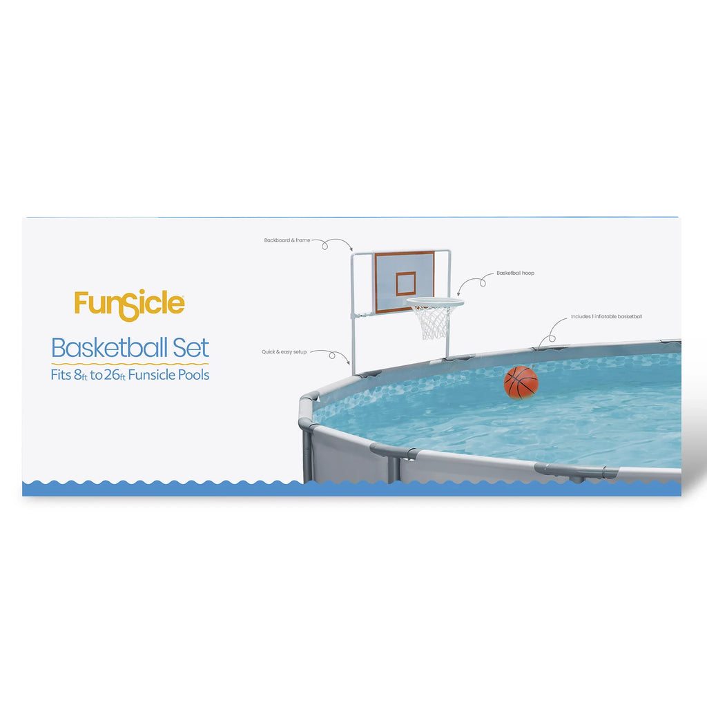 Frame BasketballPool Funsicle for & Hoop with Unisex Adults, Swimming Pools, Game Backboard Rim, Set,