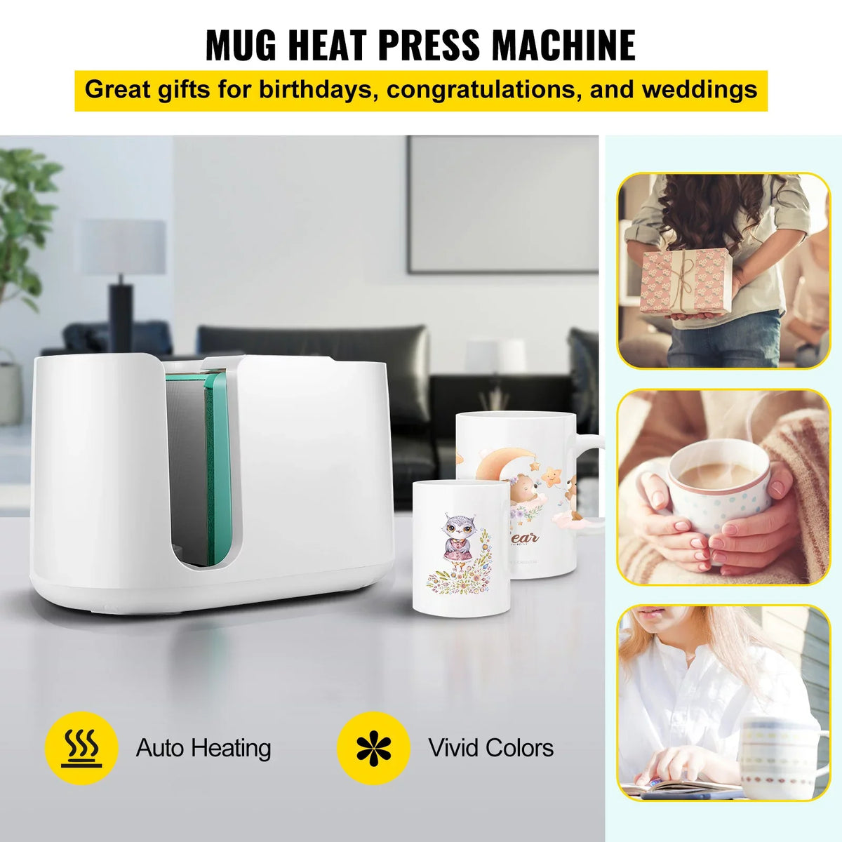 Mug Easy Press Printing Setting, Machine, BENTISM Automatic Press Portable Mug Sublimation Press Mug Cup Pro Presser, One-touch Coffee 11-15oz, DIY Heat Transfer Machine