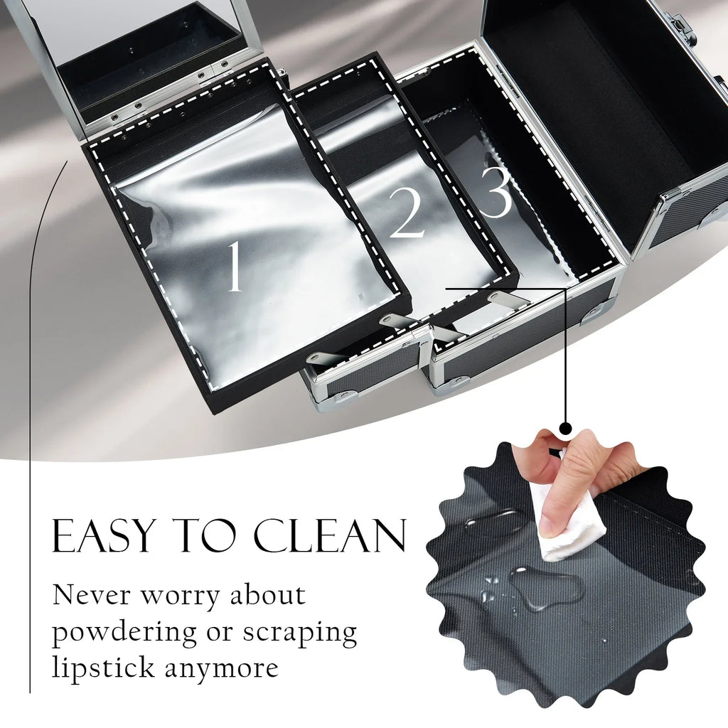 Organizer Trays with Lockable Train Mirror 2 Joligrace Storage Case Box Makeup Makeup Case Cosmetic