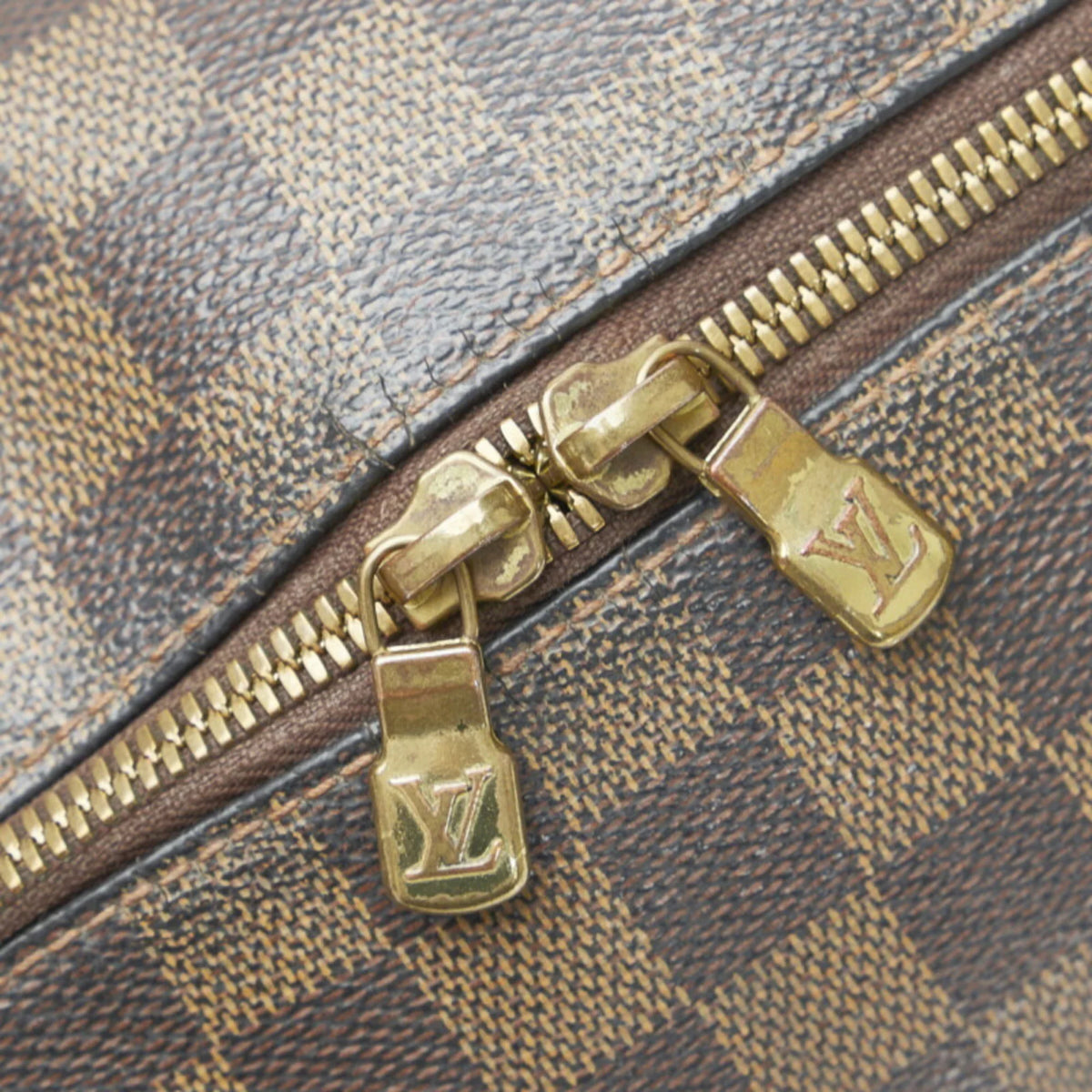 N41434 Ebene MM Rivera Brown PVC Boston Bag (Fair) Women's Damier Leather Pre-Owned Handbag