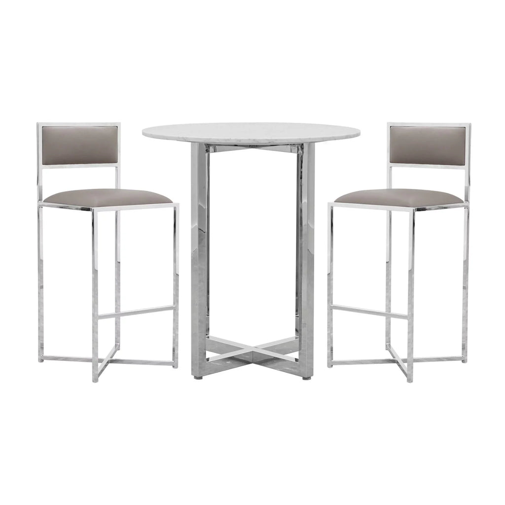 in Bar Top Table Taupe w Marble Amalfi Round Modus 32"