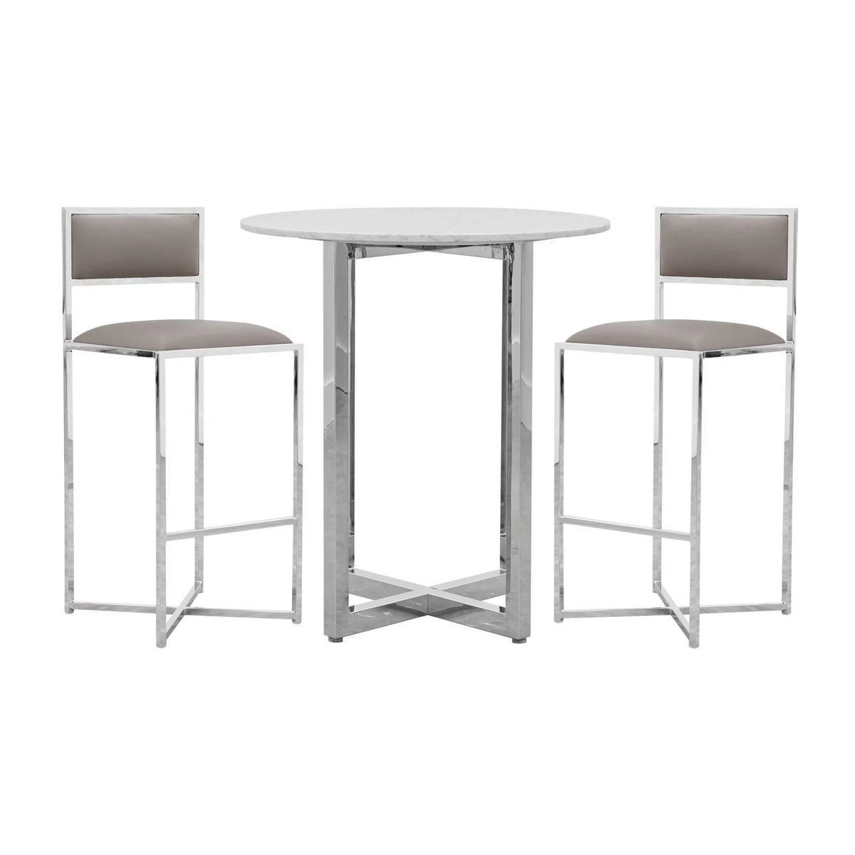 in Bar Top Table Taupe w Marble Amalfi Round Modus 32"