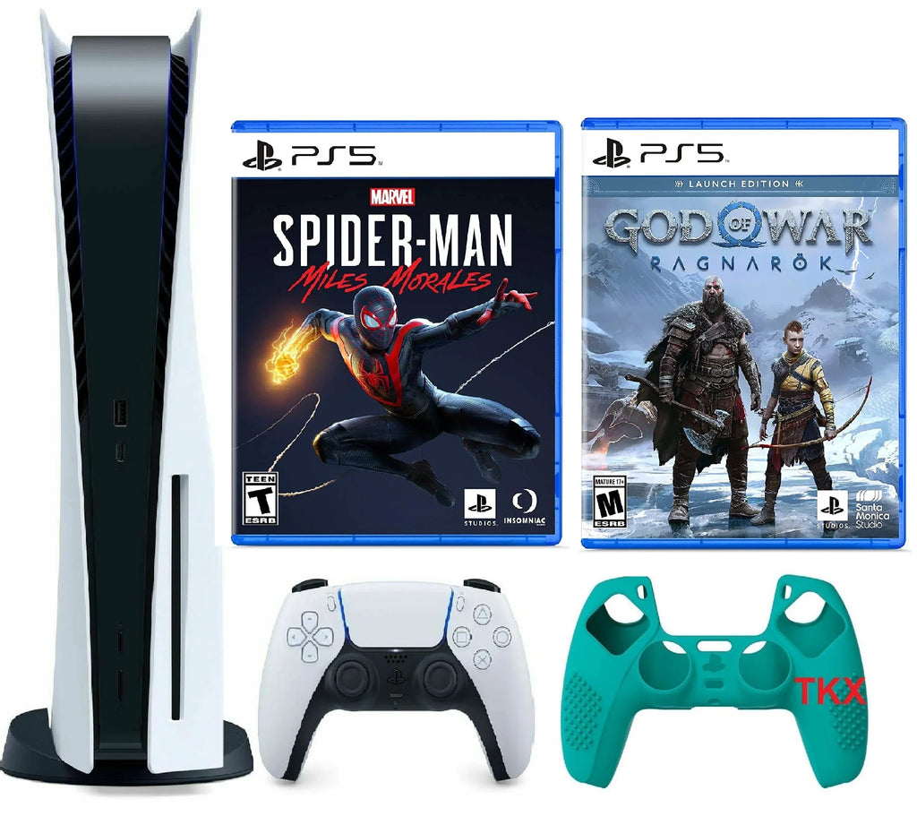 Newest Marvel's Silicone Cover with PlayStation_PS5 Spider-Man: Gaming Console / Version Controller Miles Disc Morales Bundle War Skin Ragnarök/ 2023 of God