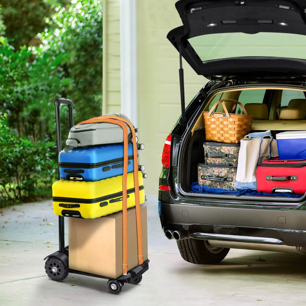 Black Big Cart siisll Travel Use. Luggage Hand Collapsible Folding Utility Moving Cart Cart Capacity for for Wheels Office with Platform Duty Heavy for and Truck Lightweight Luggage Home, Folding Cart