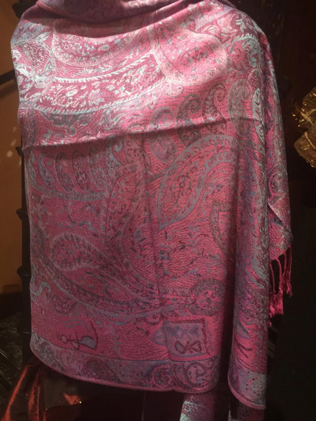 Vintage Pashmina Paisley Wrap Brocade Scarf