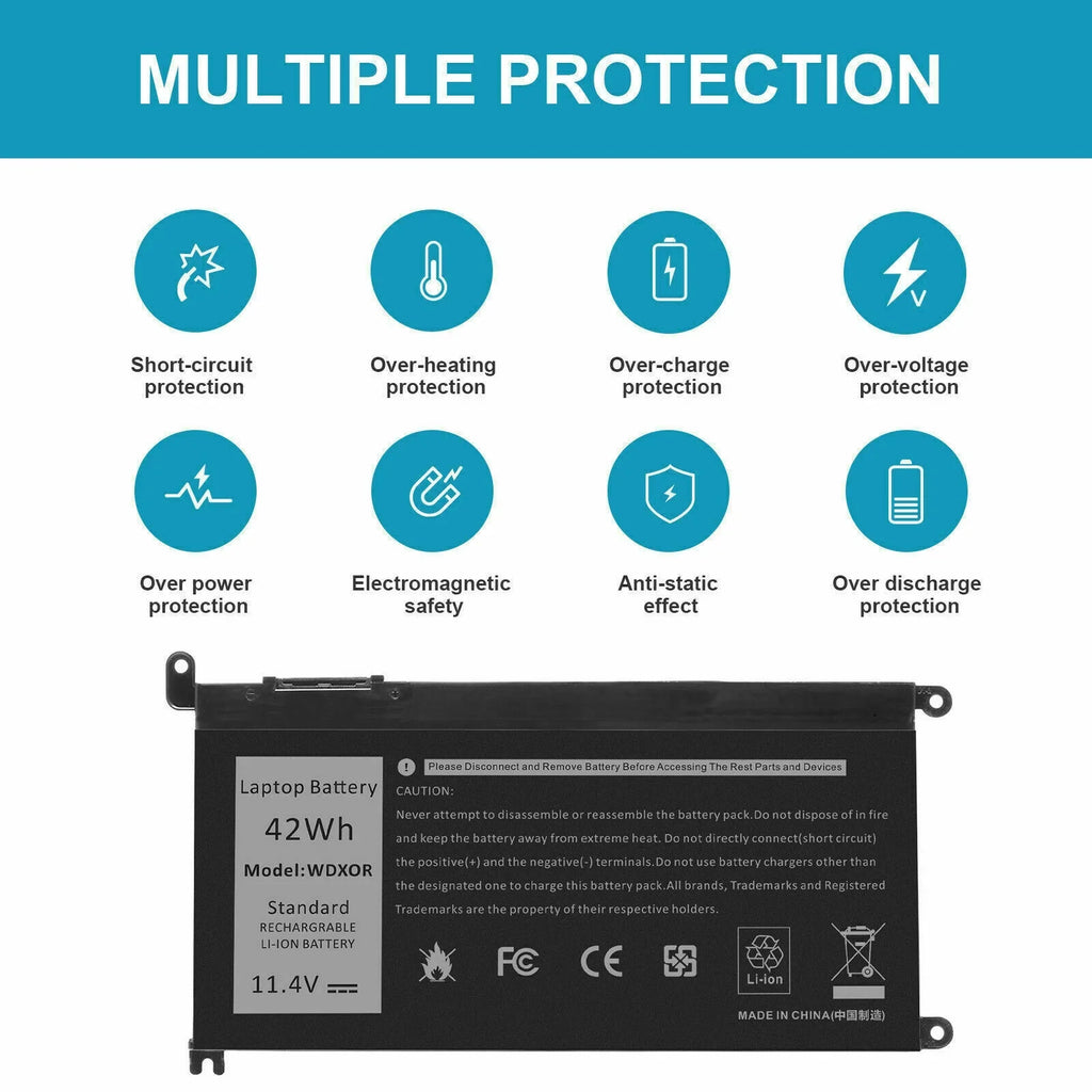 42Wh 5568 FC92N 5567 WDX0R 15 13 7569 5368 For 7368 Inspiron WDXOR Battery