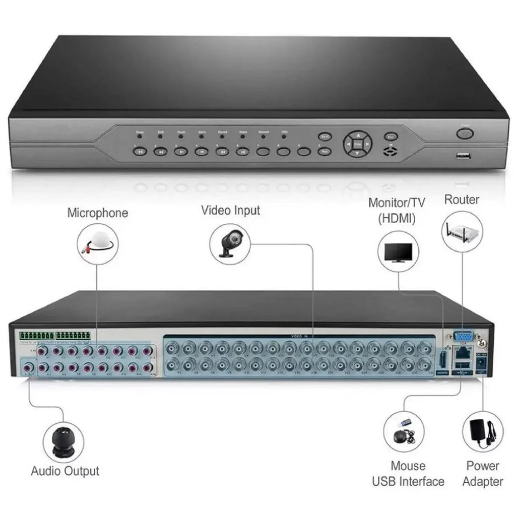 DVR 16TB HDD TVI and Security Evertech Analog Recorder Surveillance 32 CVI Channel 1080p with AHD