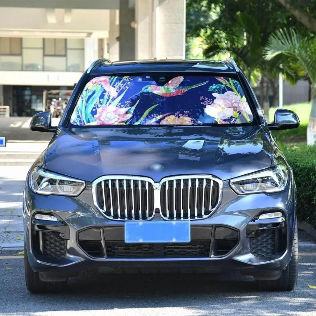 to Shield for Shade,Blocks SUV Keep Sun UV Shade Cool Protector Sun Ray Folding Visor Sun Front Truck,55 Car Inch x Flower Windshield Vehicle 27.6 Bestwell Your Hummingbird Fits