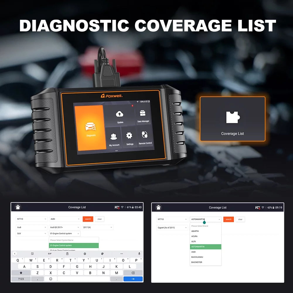 Scanner Code Service Scanner Auto Analyzer Control Bi-Directional 30+ OBD2 Scanner NT710 Automotive Scan Scanner Automotive System Diagnostic Reset Full Wireless Foxwell Reader Tool Car Automotive