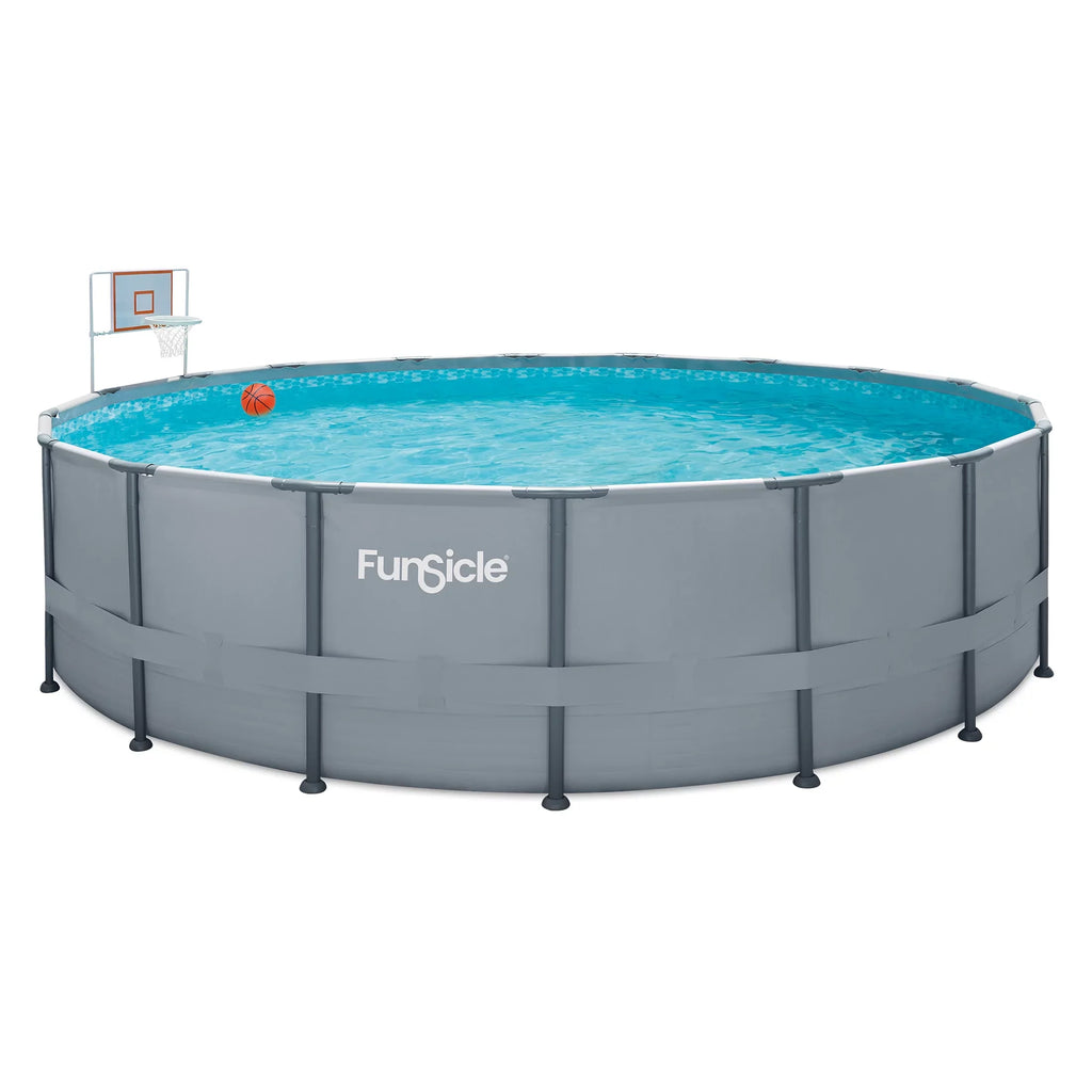Frame BasketballPool Funsicle for & Hoop with Unisex Adults, Swimming Pools, Game Backboard Rim, Set,