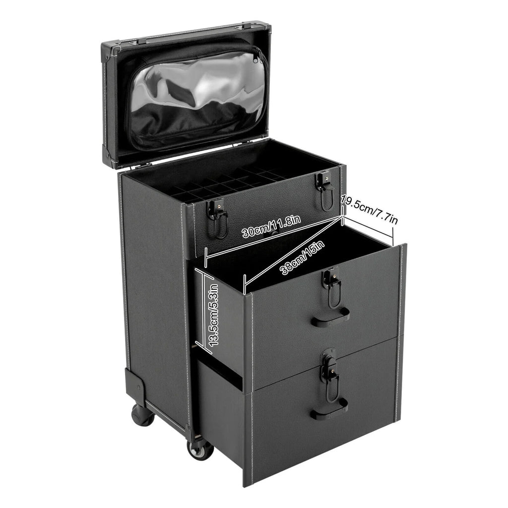 Luggage Case Miumaeov Storage Nail Polish Organizer Box Cosmetic Professional Train Rolling Makeup Trolley